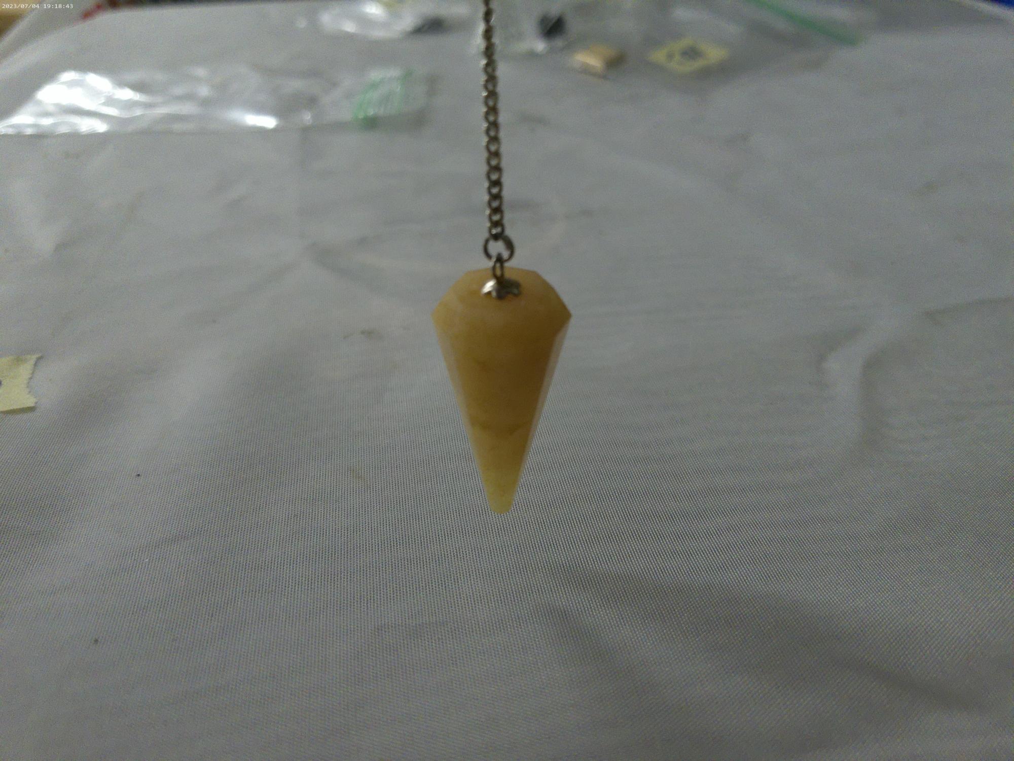 pendulum, yellow aventurine crystal pendulum with chain and gemstone used for dowsing and energy hea