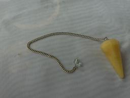 pendulum, yellow aventurine crystal pendulum with chain and gemstone used for dowsing and energy hea