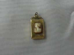gold filled cameo locket, vintage 1/20 12k gold lovers locket with space for two images already has