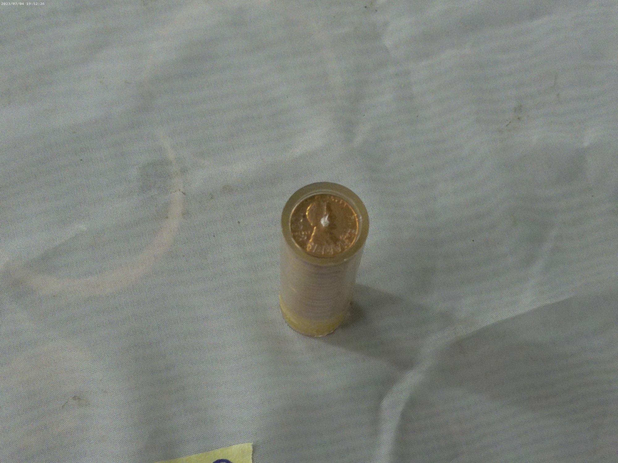 penny roll, full hard roll of 1963 D BU pennies