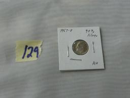 FDR dime, 1957 D silver in card