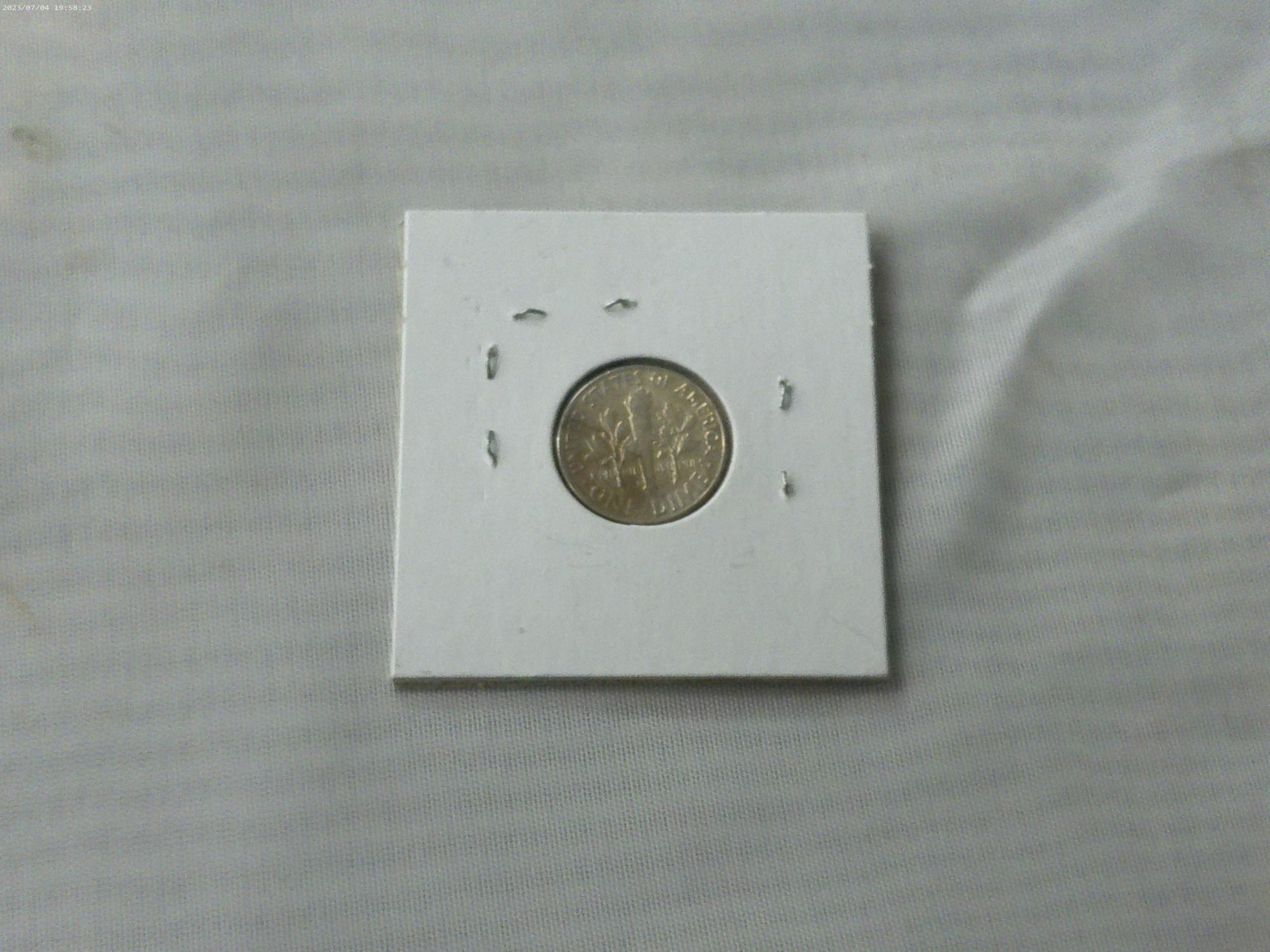FDR dime, 1957 D silver in card