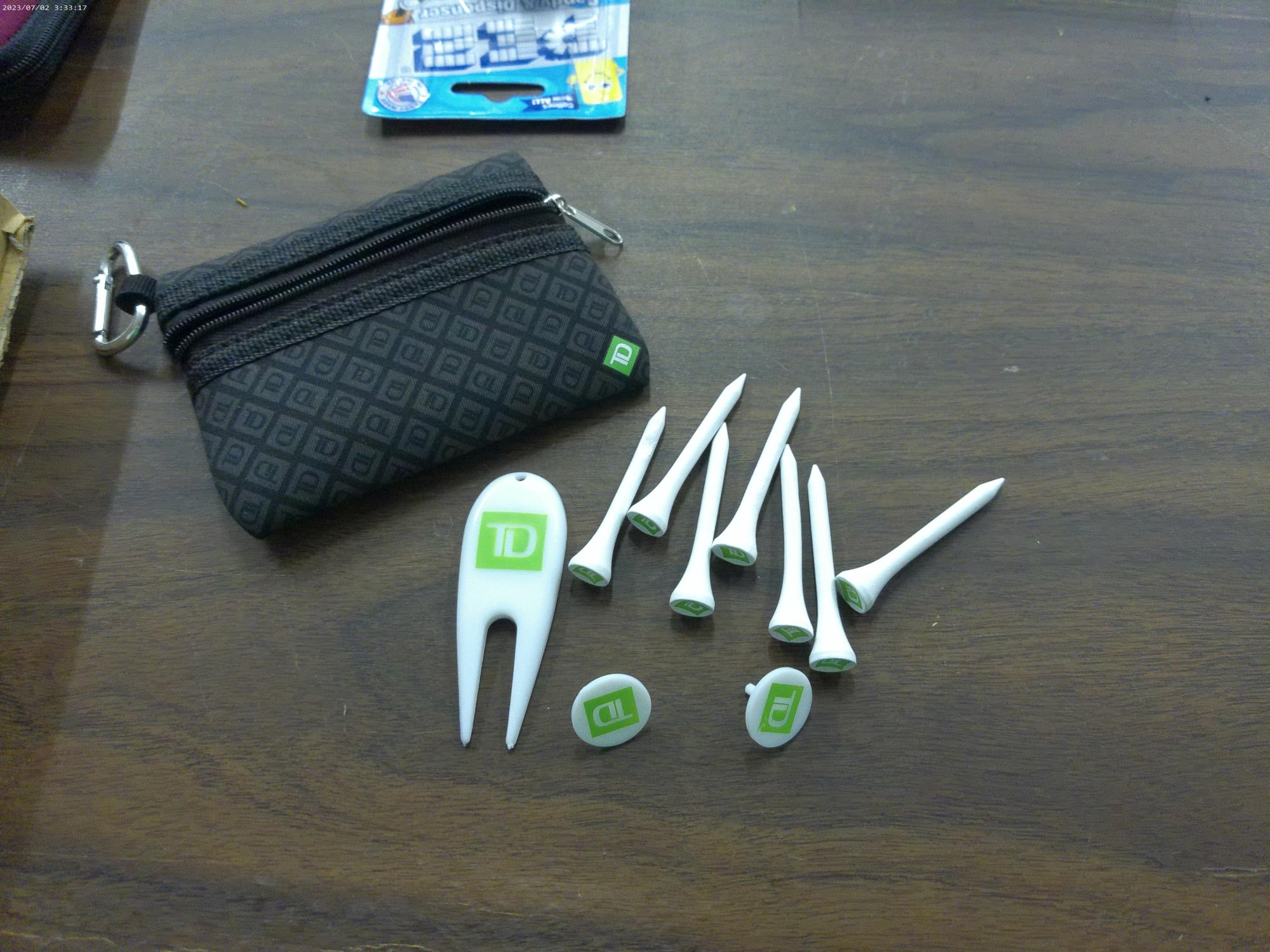 TD items, golfers pocket ready kit and phone mounted wallet both new
