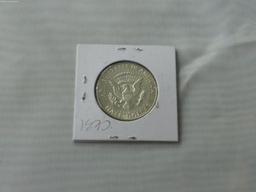 silver half dollar, 1968 D AU in card
