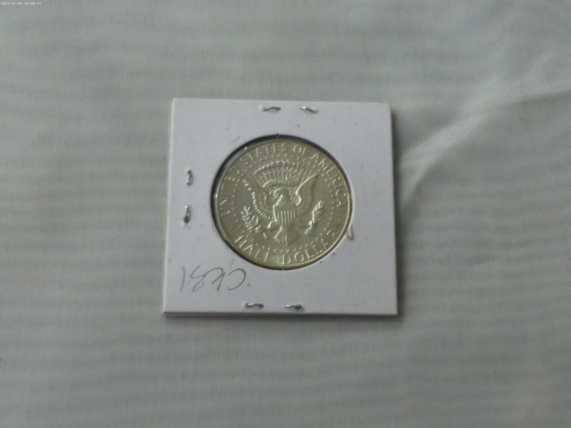 silver half dollar, 1968 D AU in card