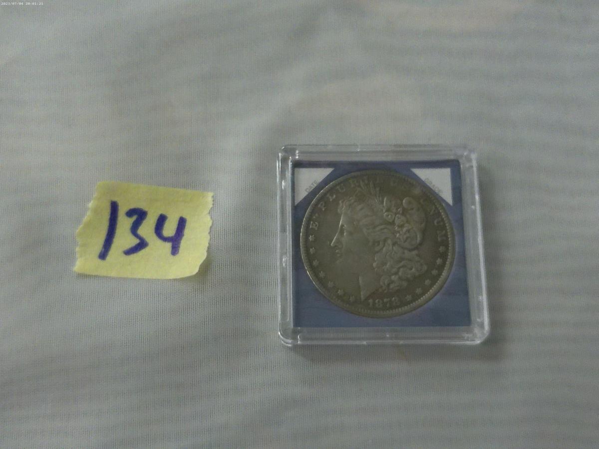 morgan dollar, 1878 P in hard case have not been porfessionally authenticated