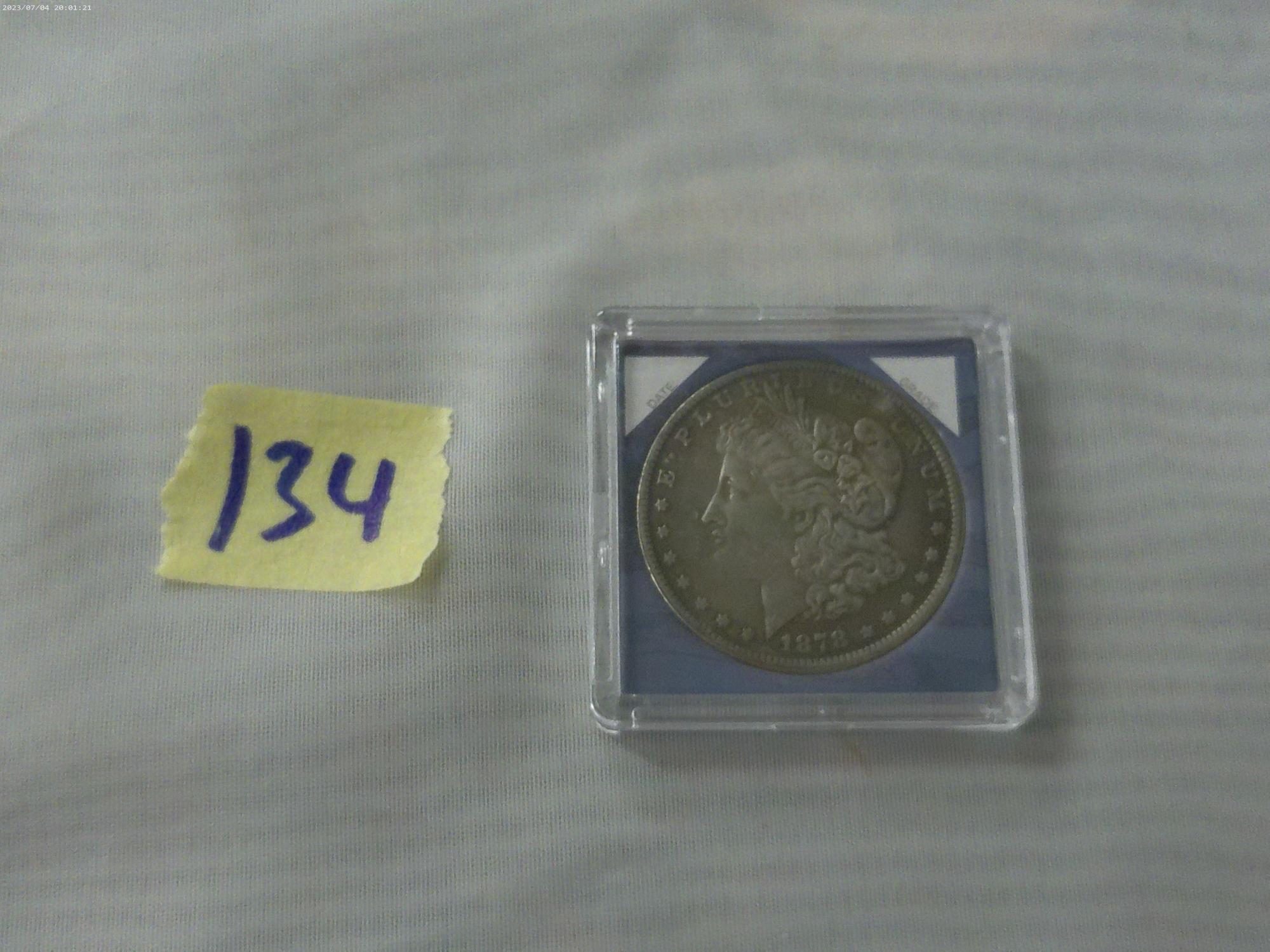 morgan dollar, 1878 P in hard case have not been porfessionally authenticated