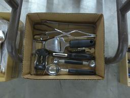 kitchen tools, nice assortment of stainless pieces with gipper handles