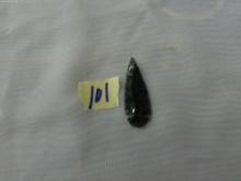 arrowhead, native american black obsidian arrowhead 2.5in long