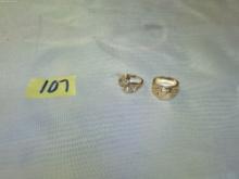 fashion rings, lot of 2 rose gold colored rings with clear stones