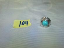 turquoise ring, large SW style ring with adjustable band