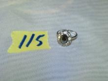 USSR sterling and black garnet ring, very nice cocktail style ring size 4 also has clear stones