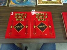 year in review coffee table books, lot of two opened issues includes 1948 and 1958 both from the 199