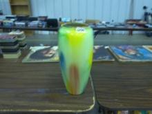 art glass vase, very lovely handmade rainbow glass vase 13in tall