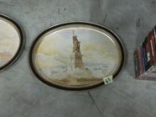 statue of liberty tray, metal limited edition tray by sunshine biscuits from 1985 14in long
