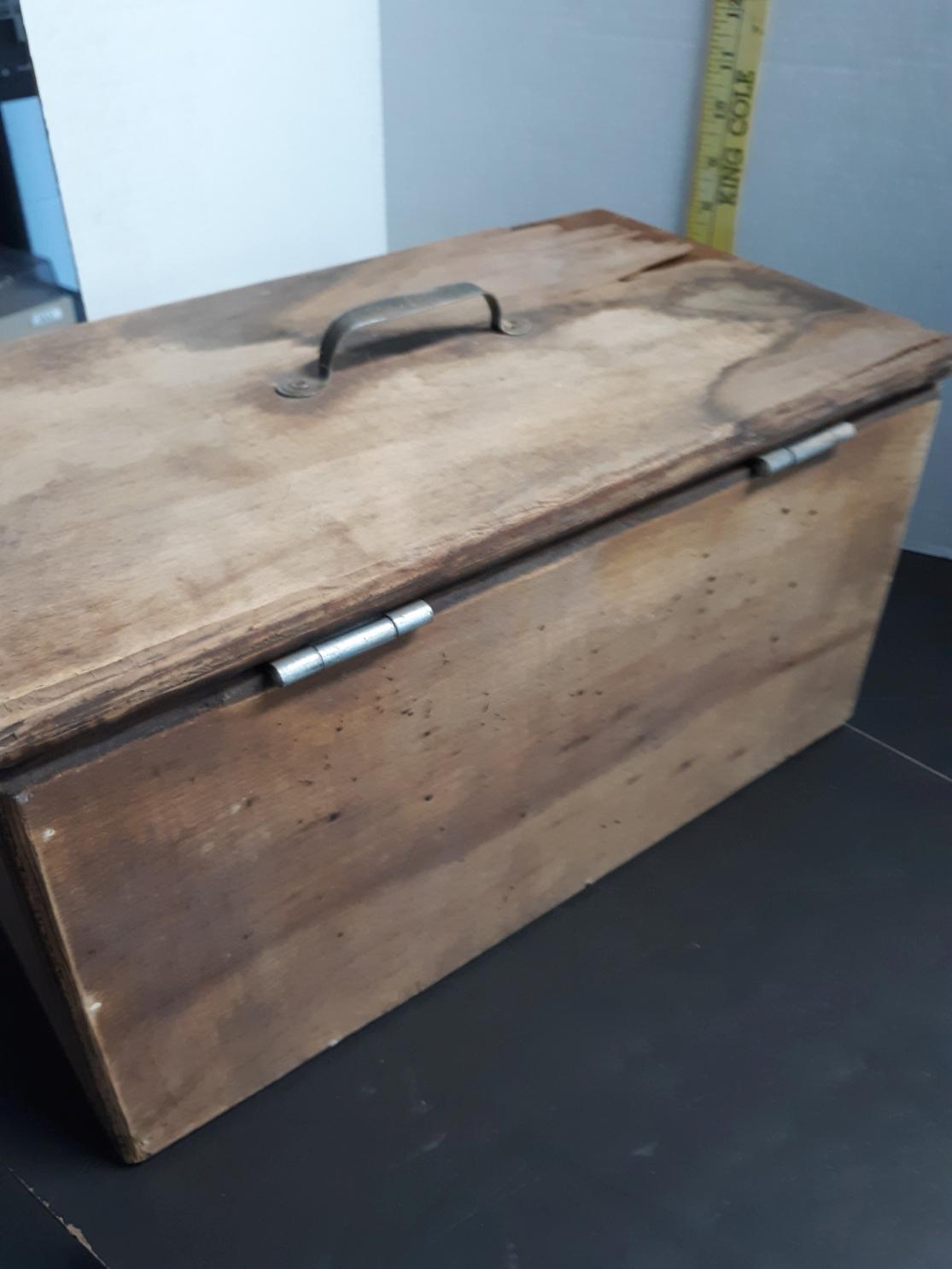 Vintage Wooden Crate with Leather Working Tools