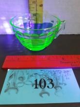 Vintage Anchor Hocking Cameo Ballerina Uranium Glass Cup