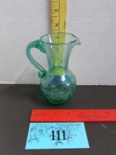 Crackle Glass Green Small Pitcher