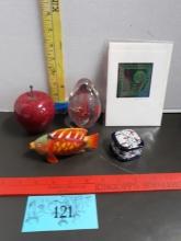 Misc Lot, Wooden Fish, Paperweight and more