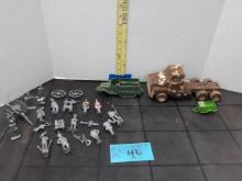 Vintage Toy Lot, Metal Soldiers, Plastic Army Truck and more