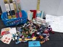 Misc Craft Lot, Embroidery thread,  patters, Zippers and more