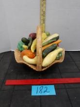 Vintage Ceramic Basket with Vegetables