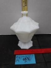 Vintage Milk Glass Compote with lid, Grapes
