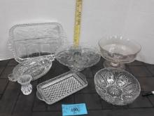 Clear Glass Lot, serving bowls, plates