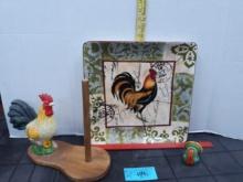 Rooster Plate, Rooster Paper Towel Holder, Turkey Salt Shaker