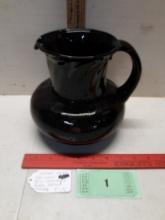 Vintage Art Glass, Deep Amethyst, Applied Handle Pitcher
