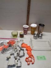 Mis lot, cookie cutters, Jam jar, S&p and more