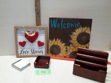 Misc Lot, Desk Set, Welcome and Love Stories Wall Art