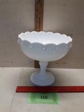 Vtg Teardrop White Milk glass Compote Planter