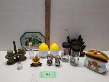 Misc Lot, S&P, toothpick holders, Lemon Tray, Mushroom Napkin Holder and more