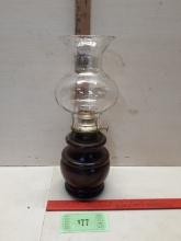 Vtg Wooden base Oil Lamp