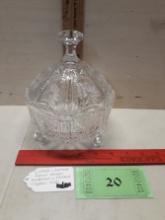 Lidded and Footed Floral Design Crystal Dish