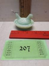 Mini Jadeite Green Hen on Nest