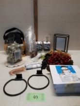 Misc Lot, decorative grapes, Beard Comb, Christmas balls and more