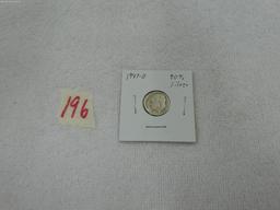 silver dime, 1947-D FDR dime in card