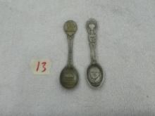 collector spoons, one of thomas edison and one from williamsburg both are pewter