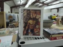 signed professional wrestling photo, by pro wrestler DC on patriotic background in protective sleeve