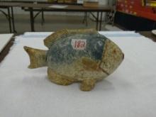 pottery, handmade fish 10in long and 5.5in tall