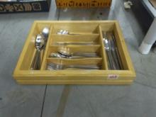 gorham stainless flateware, largel lot of matching flateware by the popular brand in a bamboo silver