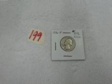silver quarter, 1936-P in card