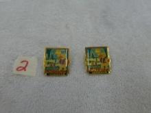 vintage fast food lapel pins, lot of 2 alexandria, VA outback steakhouse pins with the US captial sh