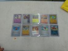 pokemon cards, 10 holographic english cards in hard protective sleeves