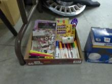 art and crafts supplies, box lot full of various stickers, craft items, crayola markers and more