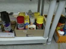 household chemicals, 3 cans of great stuff crack filler, dawn soap, scotch gard, brass cleaner, rain