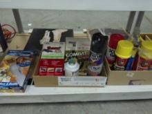 pest control, flying bug spray, bed bug spray, glue traps, and roach traps