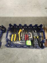 tool lot, box cutters, clamps, and more